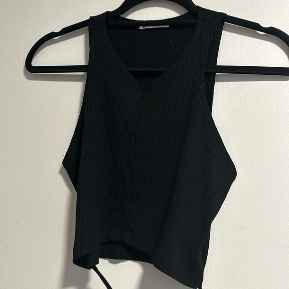 Reformation V-neck Black Knit Crop Top Tie Waist size M - Picture 2 of 6